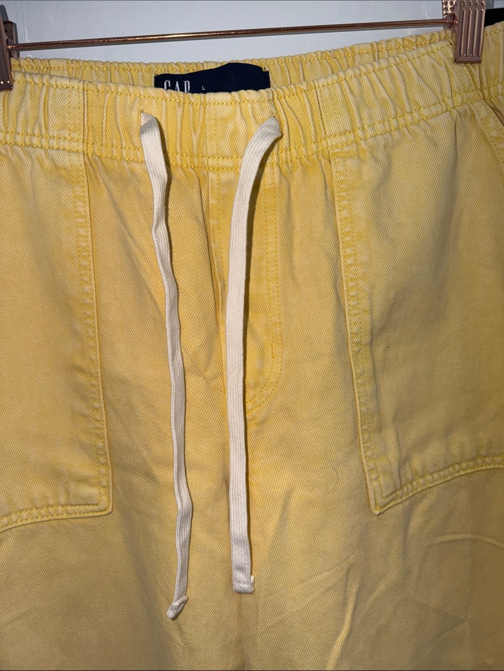 Gap Yellow pull on barrel Drawstring Casual Pants size large NWT - Picture 4 of 6